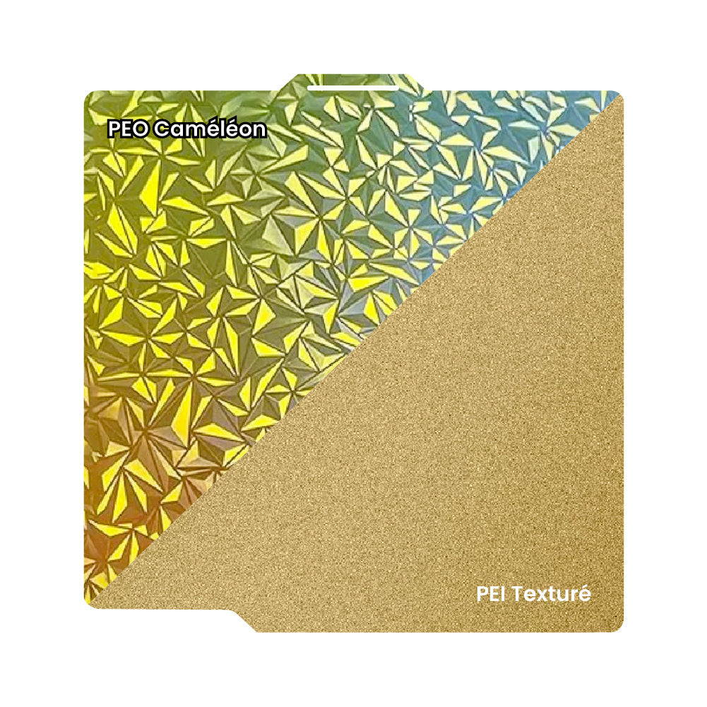 Ziflex - Plateau d'Impression pour Bambu Lab Séries X1/X2/P1/P2/A1 - PEO Cameleon & PEI Textured - 257 x 257 mm
