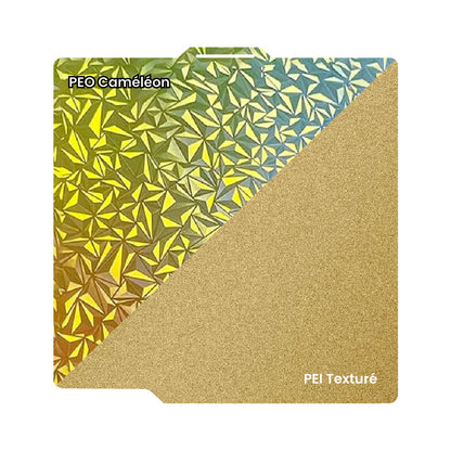 Ziflex - Plateau d'Impression pour Bambu Lab Séries X1/X2/P1/P2/A1 - PEO Cameleon & PEI Textured - 257 x 257 mm