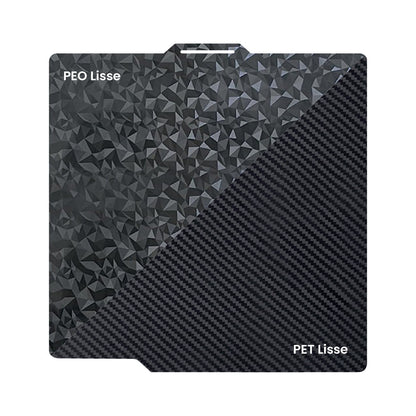 Ziflex - Plateau d'impression pour Bambu Lab Séries X1/X2/P1/P2/A1 - PEO & Fibre de Carbon PET Smooth - 257 x 257 mm