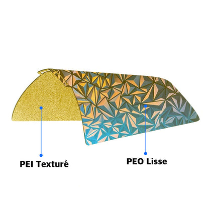 Ziflex - Plateau d'Impression pour Bambu Lab Séries X1/X2/P1/P2/A1 - PEO Cameleon & PEI Textured - 257 x 257 mm