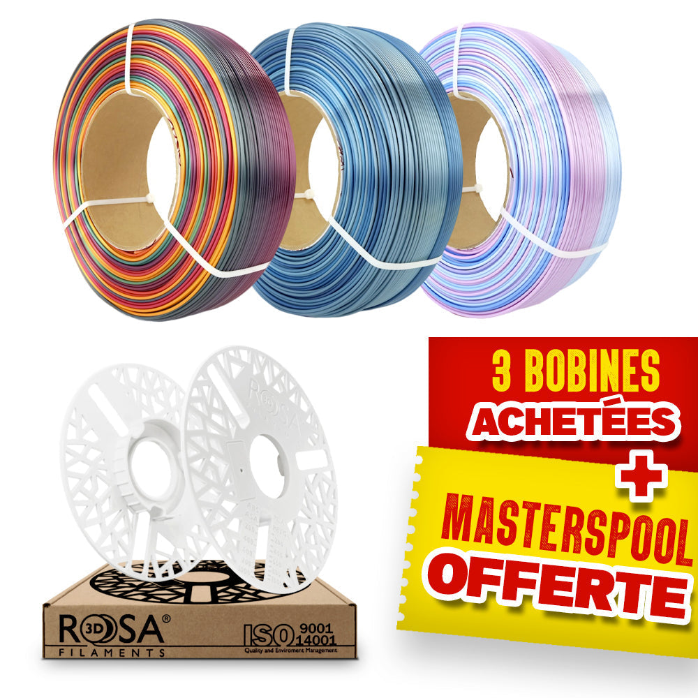 Pack Refill Rosa3D - Rainbow - PLA Multicolore x3 + Masterspool Offerte
