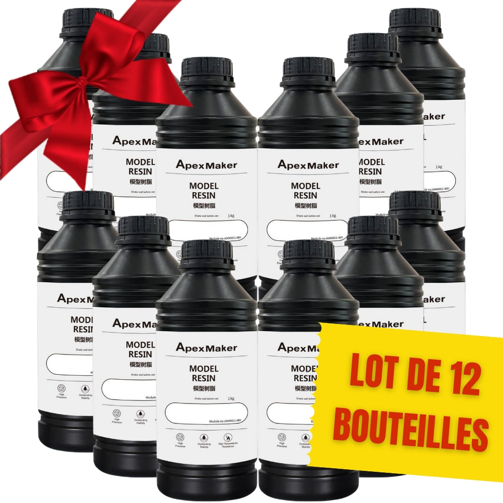 Pack ApexMaker - 12x Résine Standard (Model Resin) - Blanc (White) - 1 kg
