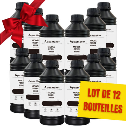 Pack ApexMaker - 12x Résine Standard (Model Resin) - Noir (Black) - 1 kg
