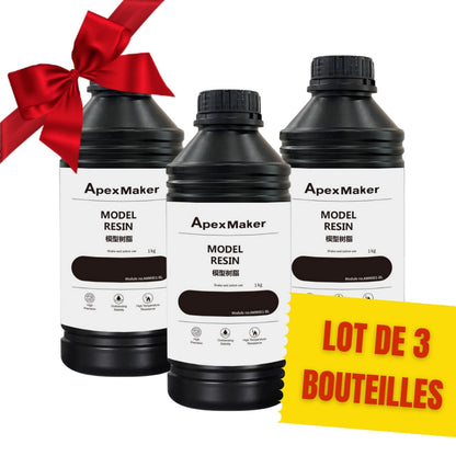 Pack ApexMaker - 3x Résine Standard (Model Resin) - Noir (Black) - 1 kg