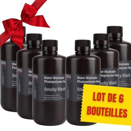 Pack ELEGOO - 6x Résine Water Washable - Noir Transparent (Smoky Black) - 1 kg