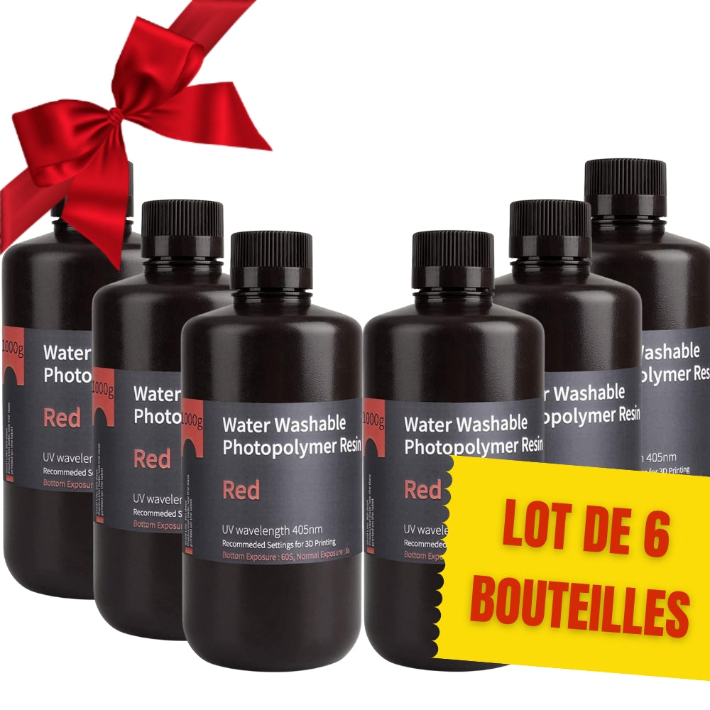 Pack ELEGOO - 6x Résine Water Washable - Rouge (Red) - 1 kg