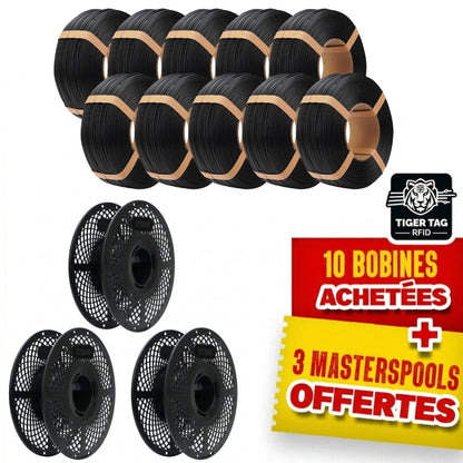 Pack eSun 10 PLA Basic - Noir (Black) + 3 Masterspool Offertes