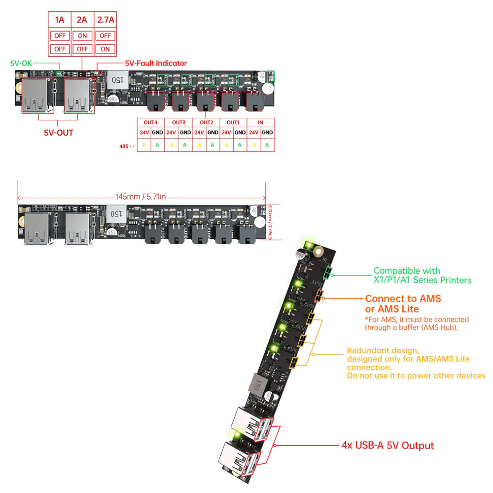 BIQU - Panda Branch V1.0 - Hub AMS/AMS Lite compatible A1/X1/P1