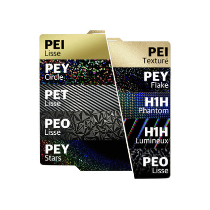 Ziflex - Plateau d'Impression pour Bambu Lab Séries X1/X2/P1/P2/A1 - PEI Textured & PEI Textured - 257 x 257 mm
