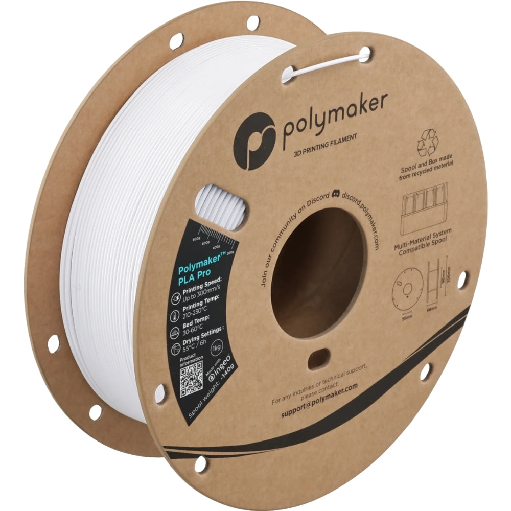 Polymaker - PLA Pro - Blanc Froid (Cold White) - 1,75 mm - 1 kg