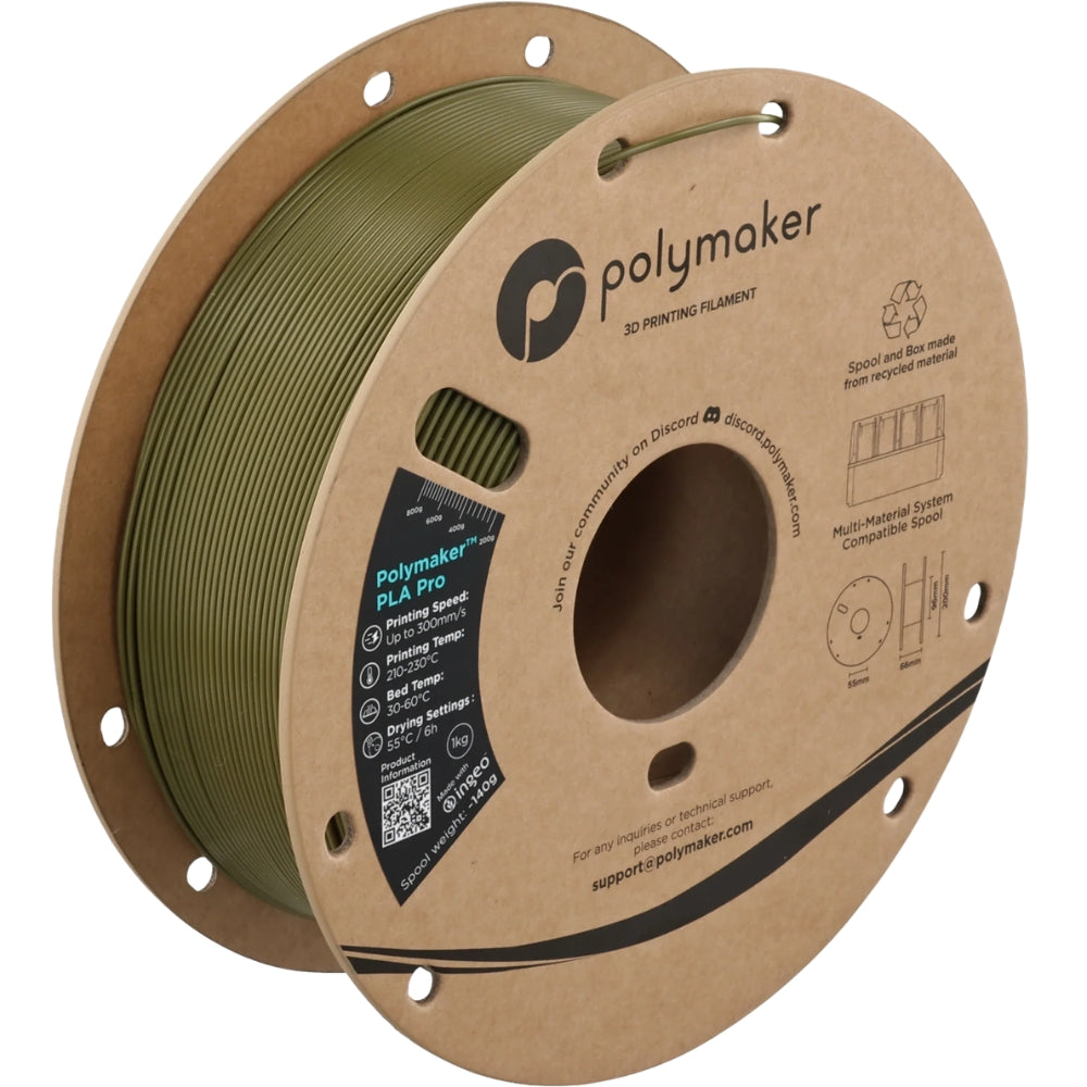 Polymaker - PLA Pro - Vert Armée (Army Green) - 1,75 mm - 1 kg