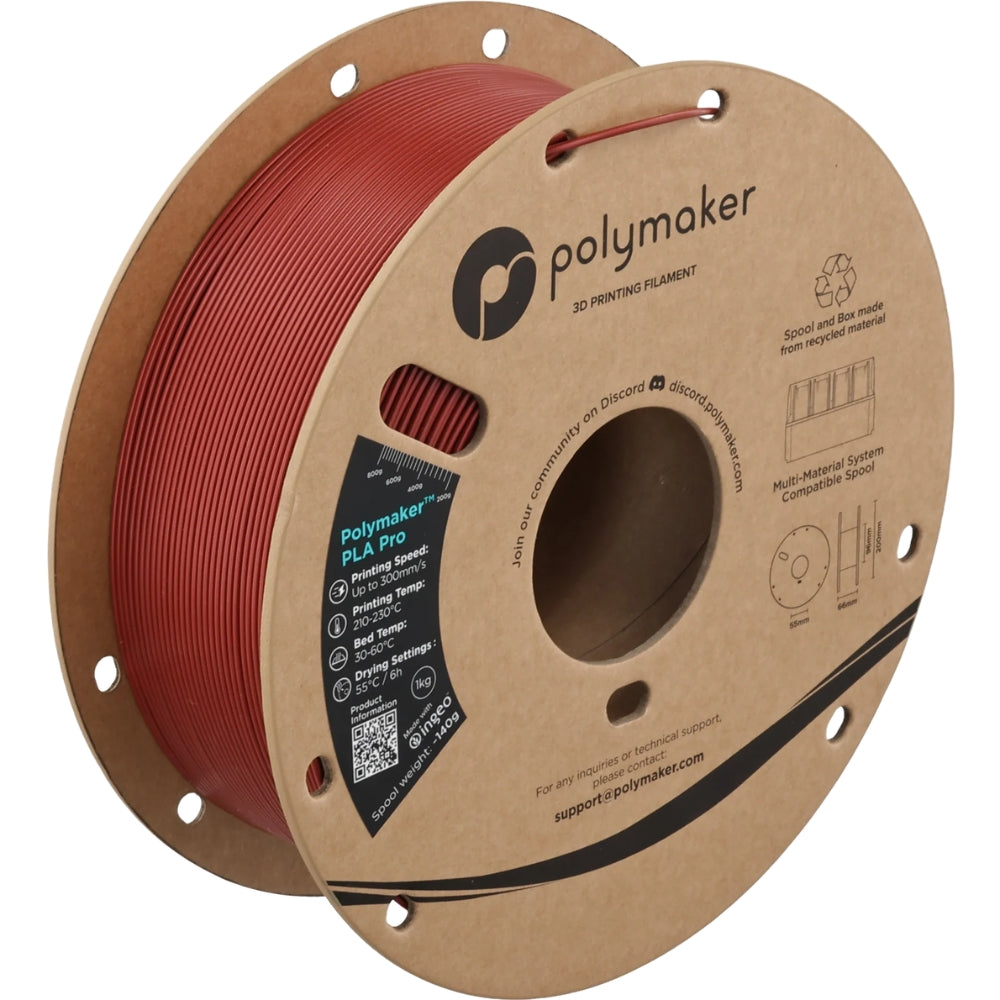 Polymaker - PLA Pro Metallic - Rouge Foncé (Dark Red) - 1,75 mm - 1 kg