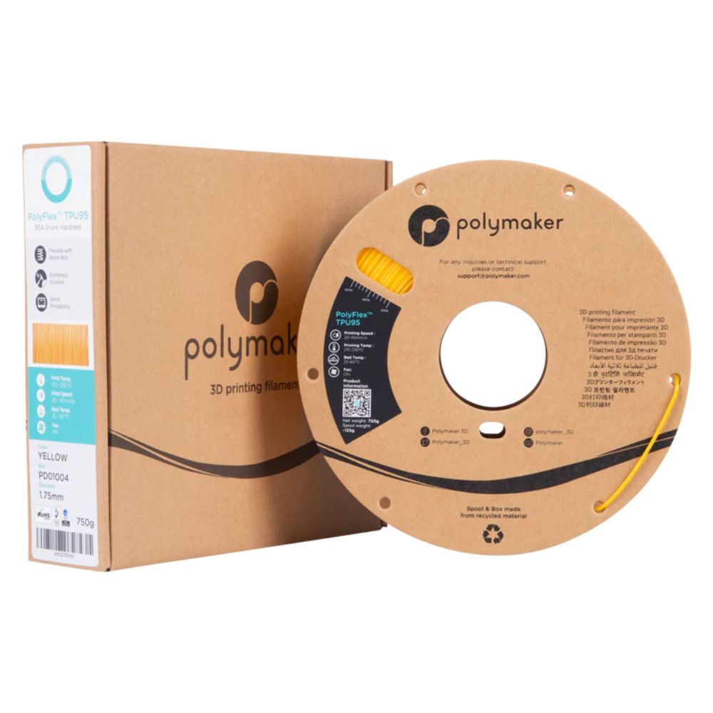 Polymaker - PolyFlex (TPU 95A) - Jaune (yellow) - 1,75 mm - 750 g