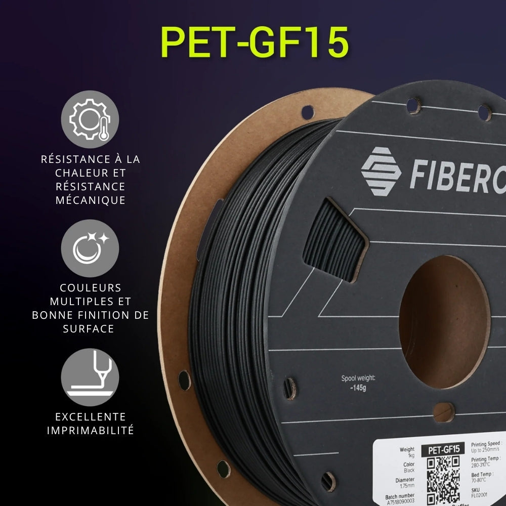 Polymaker - Fiberon PET-GF15 Noir (Black) - 1,75 mm - 1 kg
