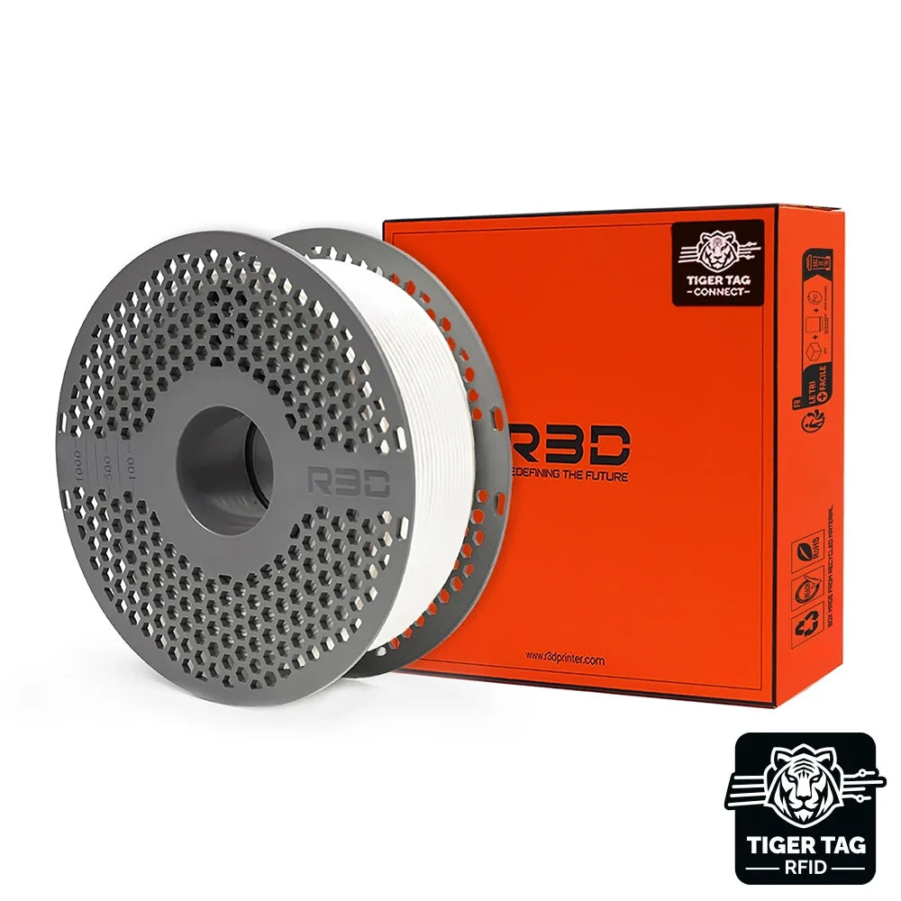 R3D - PLA High-speed - Blanc (White) - 1,75 mm - 1 kg avec RFID TigerTag
