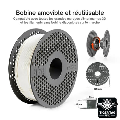 R3D - PETG High-Speed - Blanc (White) - 1,75 mm - 1 kg avec RFID TigerTag