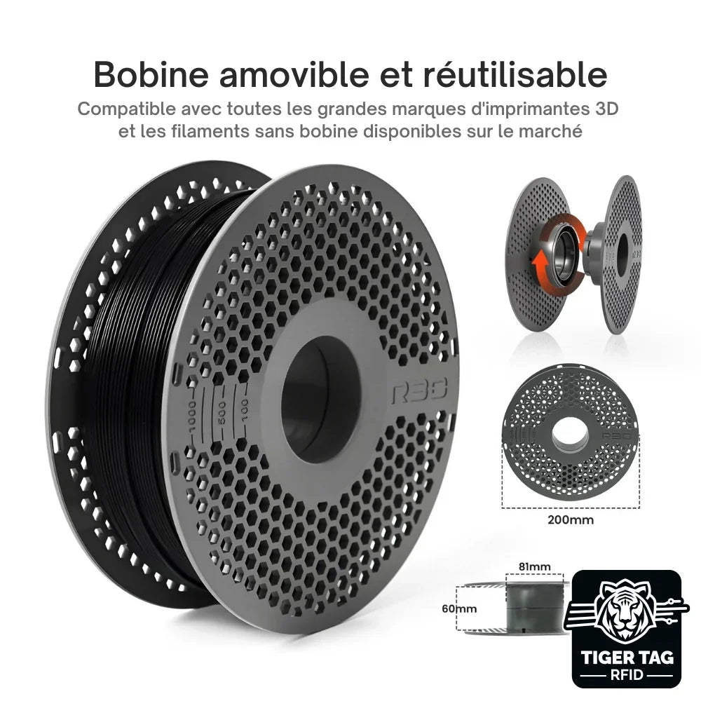 R3D - PETG High-Speed - Noir (Black) - 1,75 mm - 1 kg avec RFID TigerTag