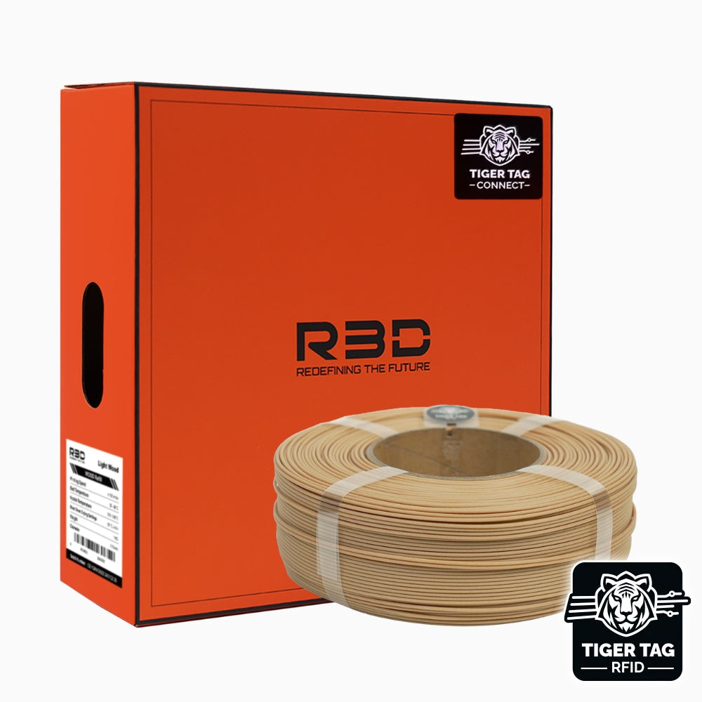 R3D - PLA WOOD - Bois Clair (Light Wood) - 1,75 mm - 1 kg - Refill avec RFID TigerTag