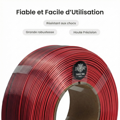 R3D - Silk Dual Color - Noir & Rouge (Black-Red) - 1,75 mm - 1 kg Refill avec RFID TigerTag
