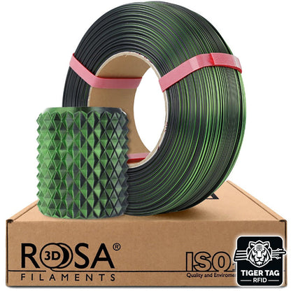 Rosa3D - PLA Magic Silk - Mystic Vert & Noir (Mystic Green & Black) - 1,75 mm - 1 kg Refill avec RFID TigerTag