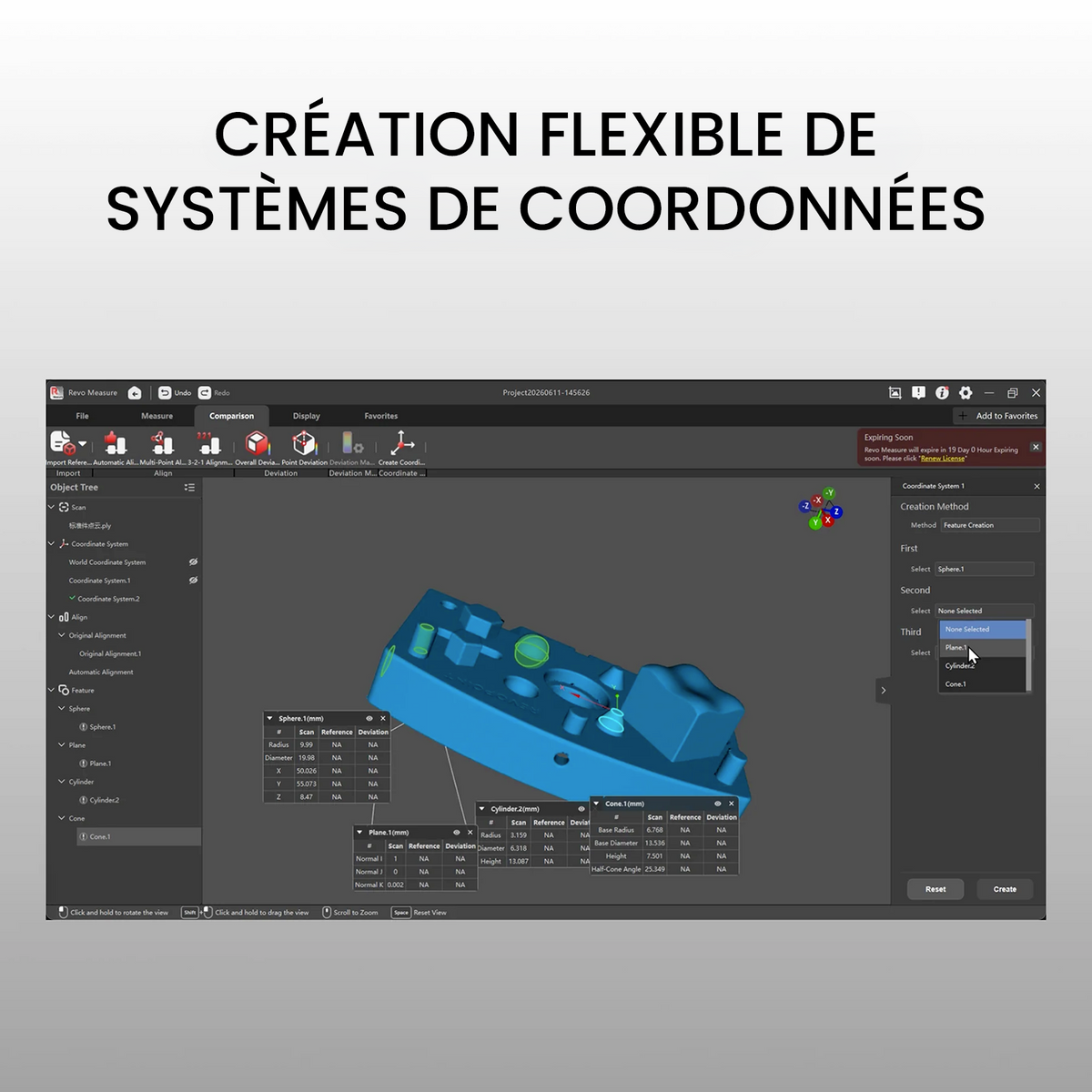 Revopoint - Revo Measure - Logiciel de mesure 3D et de tolérancement géométrique (GD&T) - Licence 1 an - Edition personnelle