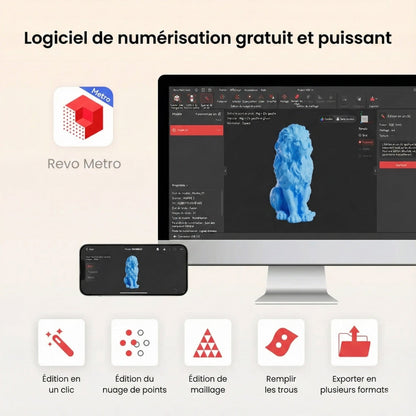 Revopoint - INSPIRE 2 Premium Edition - Scanner 3D Sans-Fil à Laser Infrarouge et Lumière Structurée