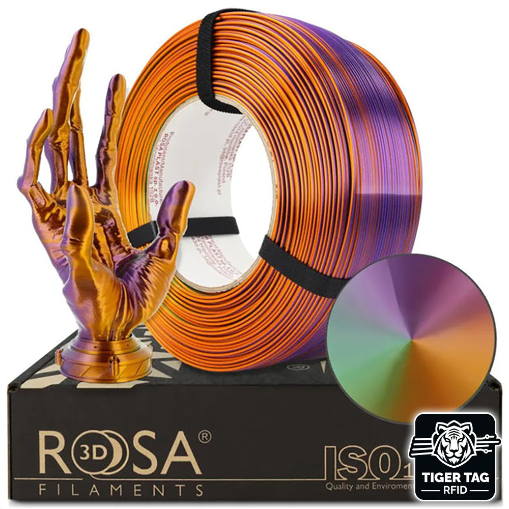 Rosa3D - PLA Magic Silk - Cameleon (Orange-Violet-Green) - 1,75 mm - 1 kg Refill avec RFID TigerTag