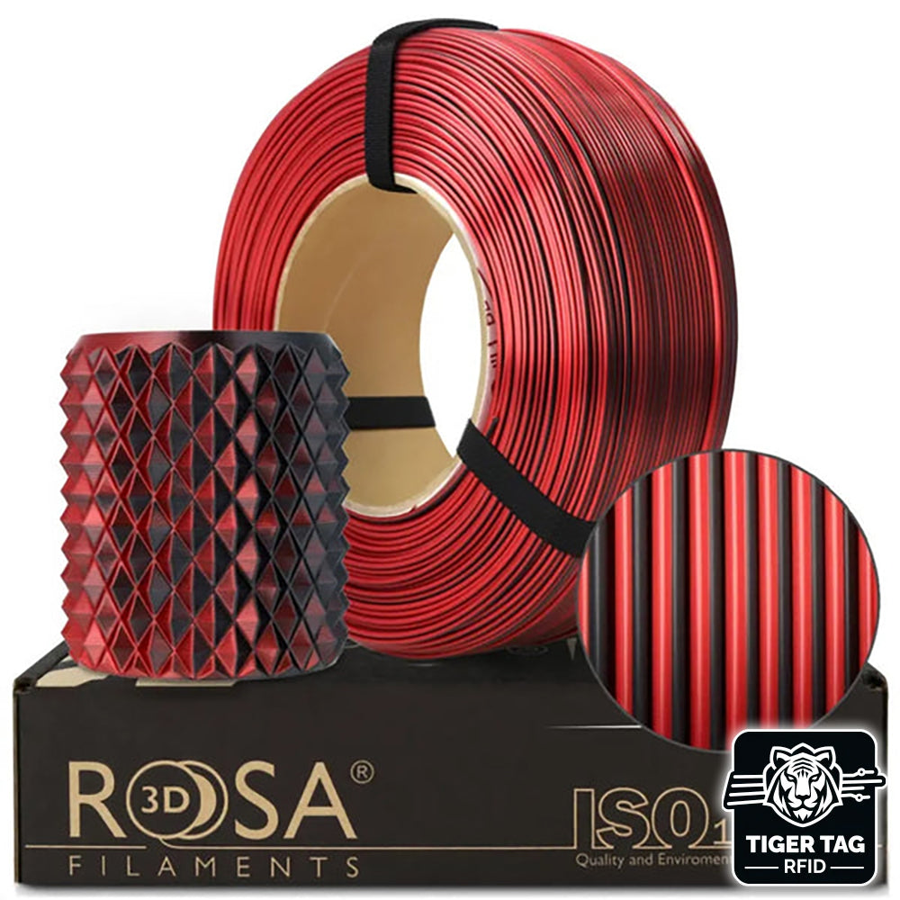 Rosa3D - PLA Magic Silk - Mystic Rouge & Noir (Mystic Red & Black) - 1,75 mm - 1 kg Refill avec RFID TigerTag