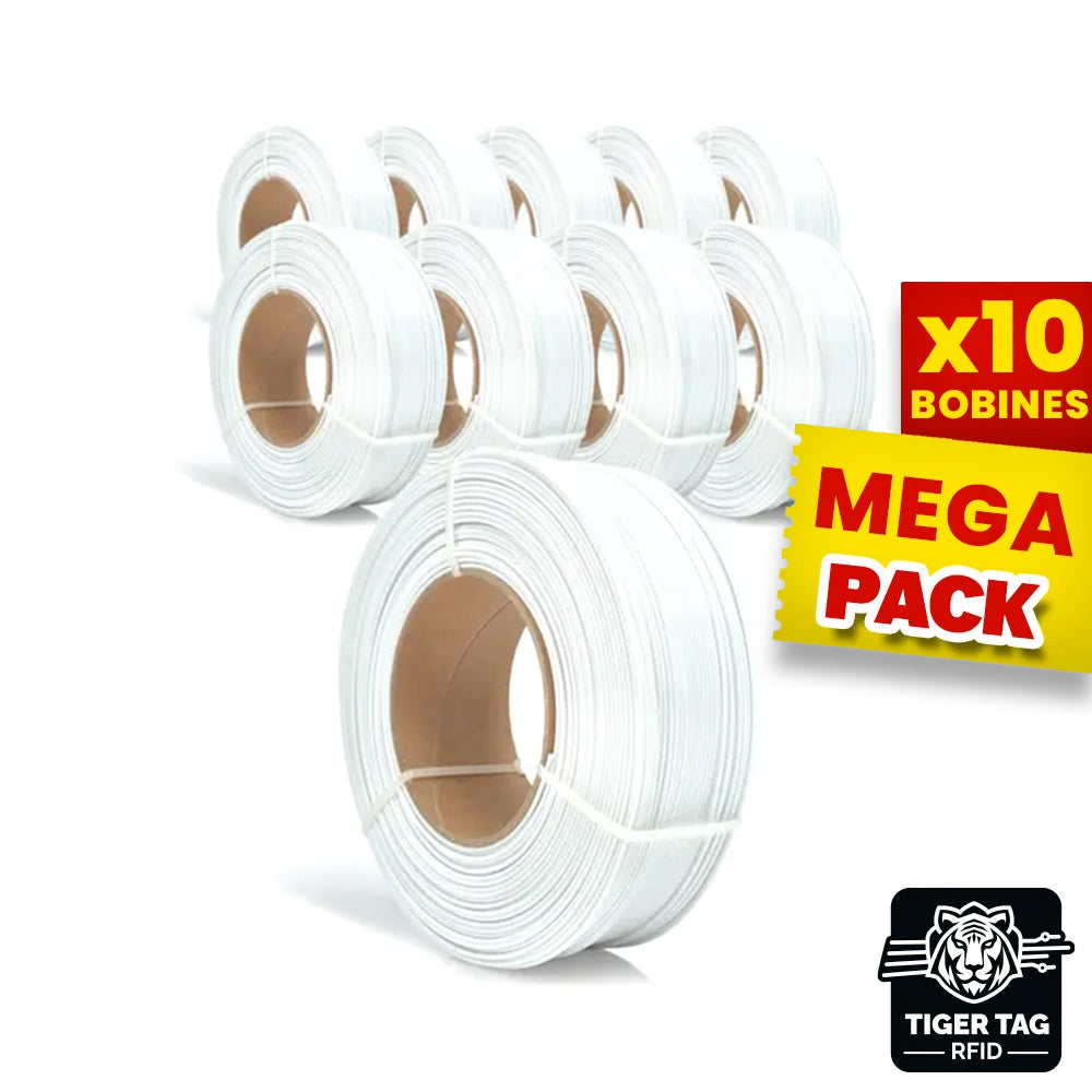 Rosa3D - 10 PACK - OneFIL3D PETG - Blanc (White) - 1,75 mm - 1 kg Refill avec RFID TigerTag