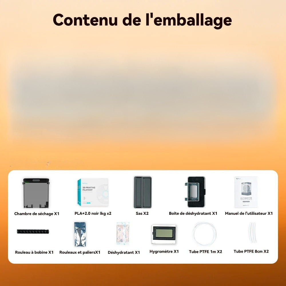 Sunlu - FilaDryer SP2 - Coffret de stockage + 2 Bobines PLA+2.0 Noir 1 kg