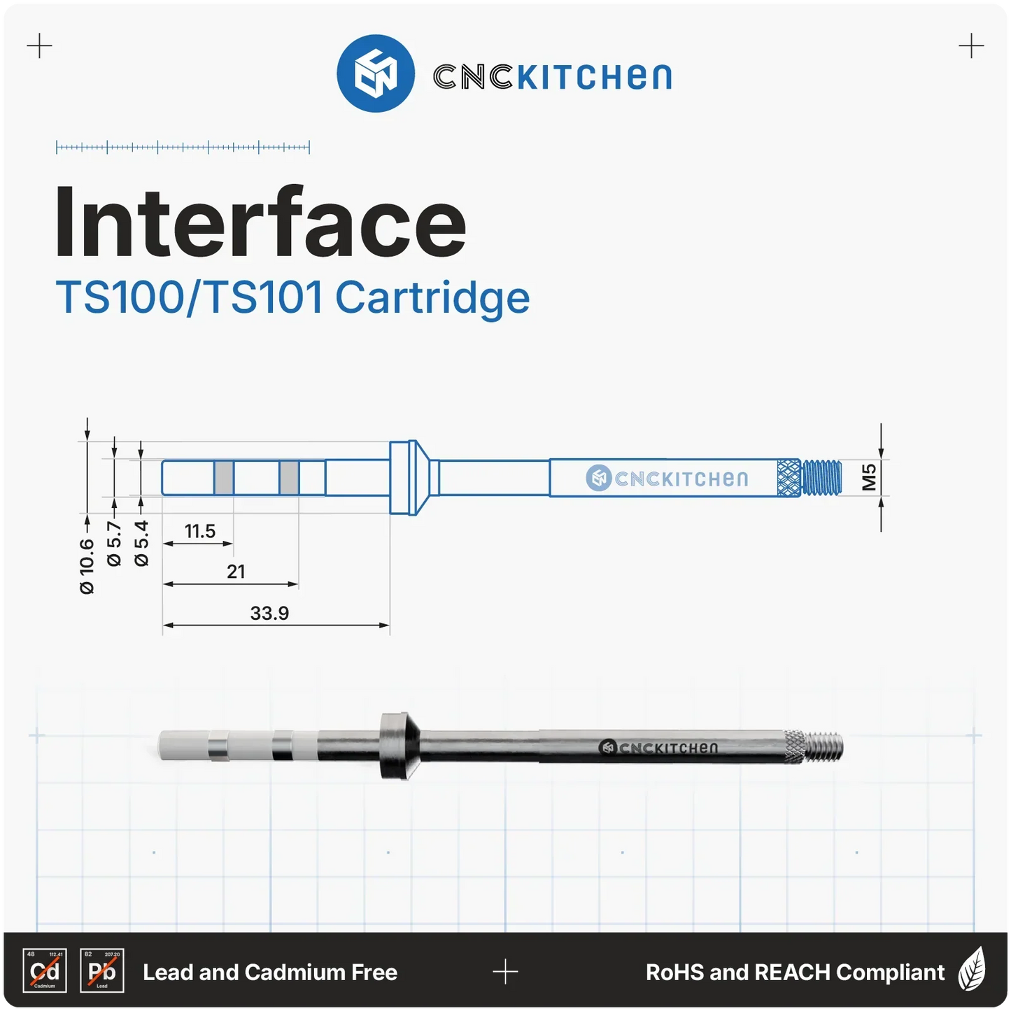 CNC Kitchen - Pannes à Souder + Adaptateur pour TS100 et TS101 - 7 pièces