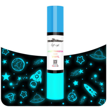 TeckWrapCraft - Vinyle Phosphorescent - Glow in the Dark Bleu - 25 cm x 1,5 m