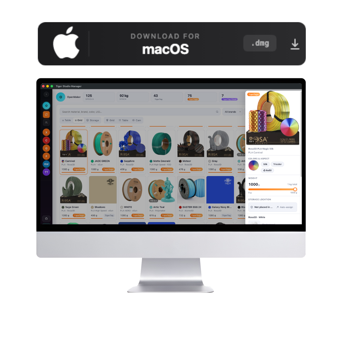 Tiger Studio - Smart Filaments & Printer Manager pour macOS