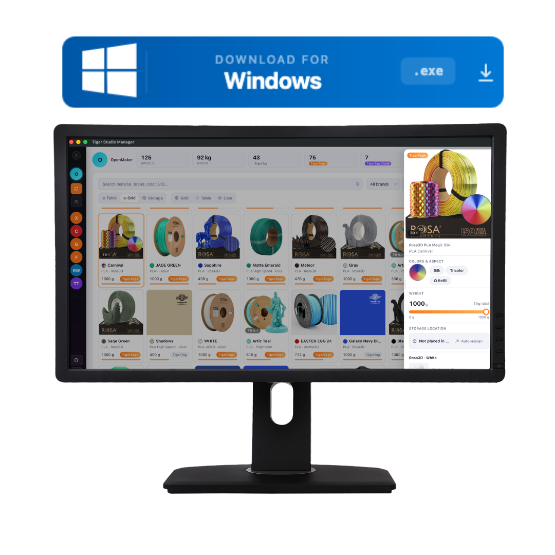 Tiger Studio - Smart Filaments & Printer Manager pour Windows