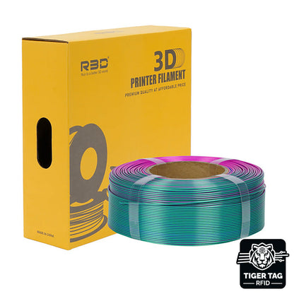 R3D - Tri-Silk color - Magenta/Vert/Bleu (Magenta/Green/Blue) - 1,75 mm - 1 kg Refill avec RFID TigerTag