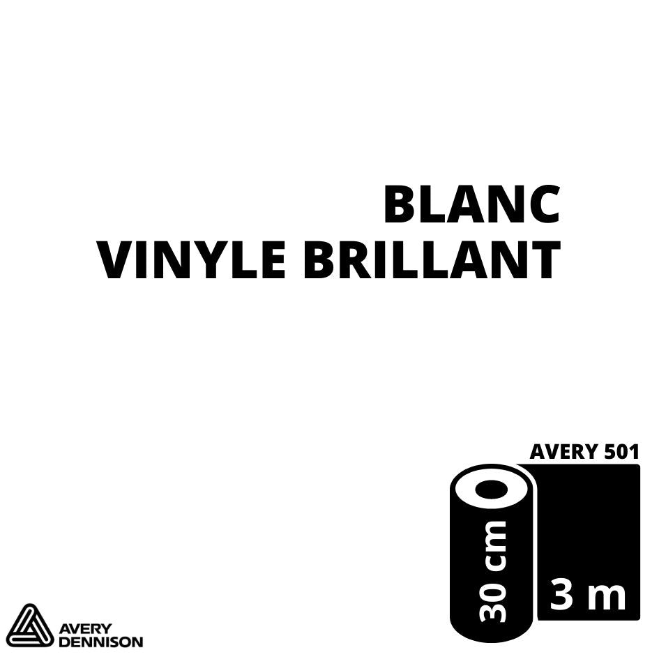 AVERY 500 - Vinyle Adhésif - Blanc Brillant - 30 cm x 3 m