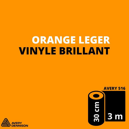 AVERY 500 - Vinyle Adhésif - Orange Léger Brillant - 30 cm x 3 m