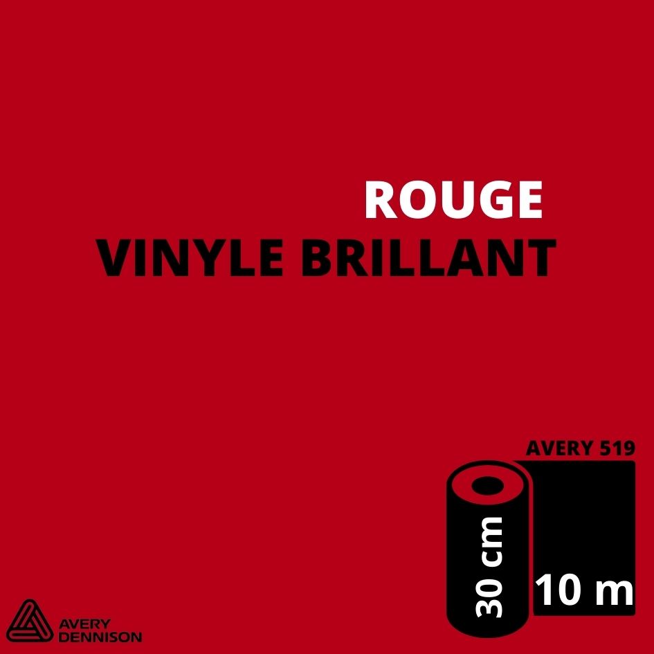 AVERY 500 - Vinyle Adhésif - Rouge Brillant - 30 cm x 10 m