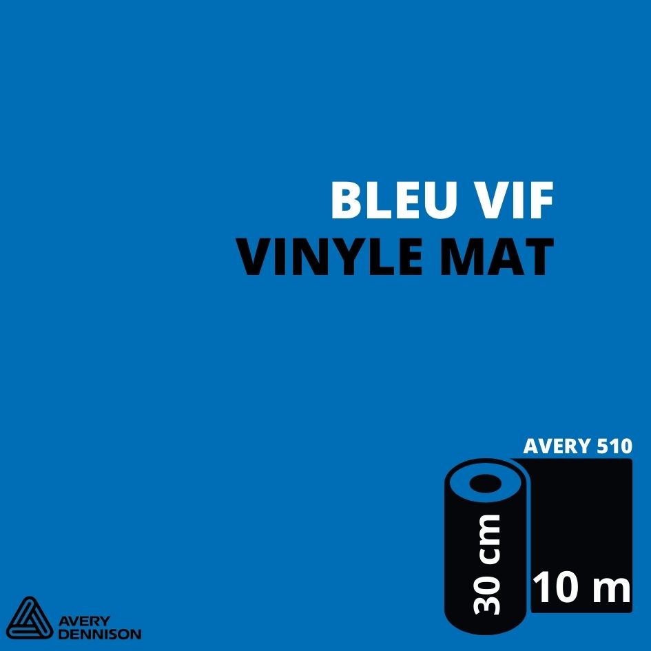 AVERY 500 - Vinyle Adhésif - Bleu Vif Mat - 30 cm x 10 m