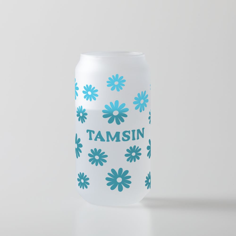 verre tamsin décoré avec du Vinyle Thermoactif au froid bleu turqoise
