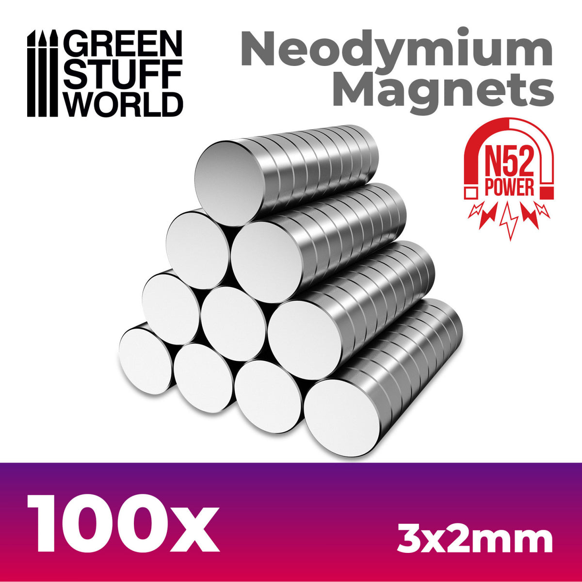 GSW-AIMANTS NEODYMES-3X2MM-100UNITS (N52)