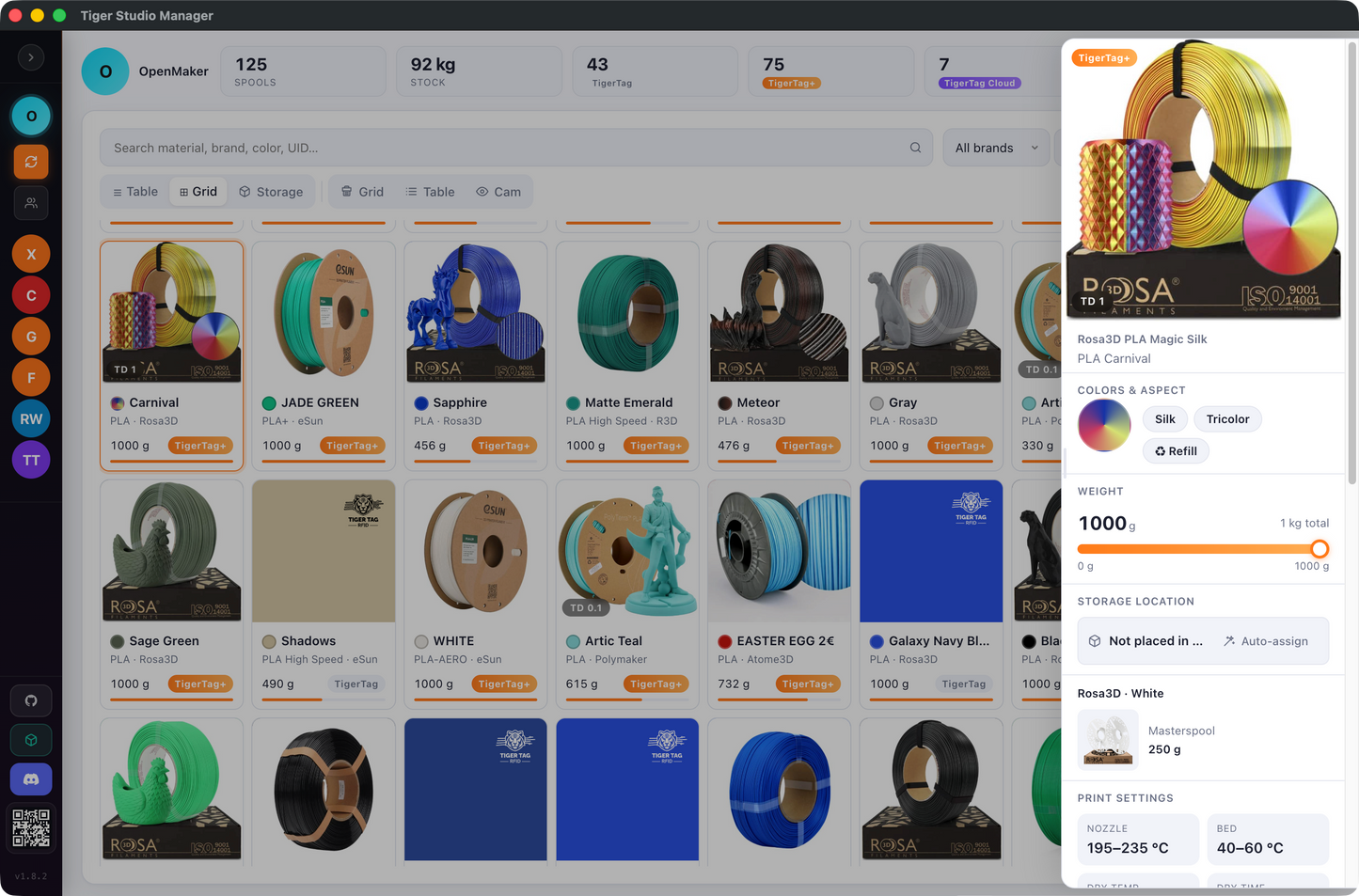 Tiger Studio - Smart Filaments & Printer Manager pour macOS