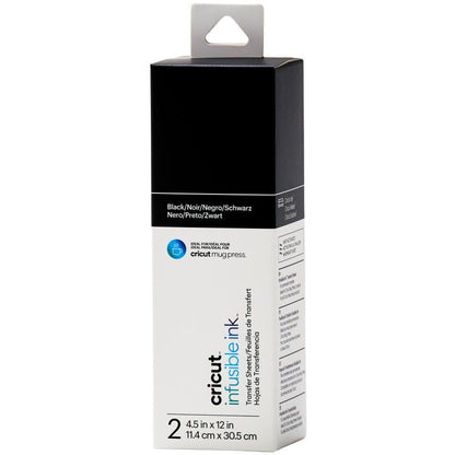 Cricut - 2 Feuilles de Transfert Infusible Ink - Noir - (11,4x30,5cm)