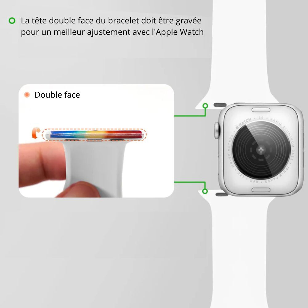 xTool - 4 Bracelets Apple Watch - Arc en ciel Noir/Blanc/Rouge/Gris - 42/44/45/49 mm (M/L)