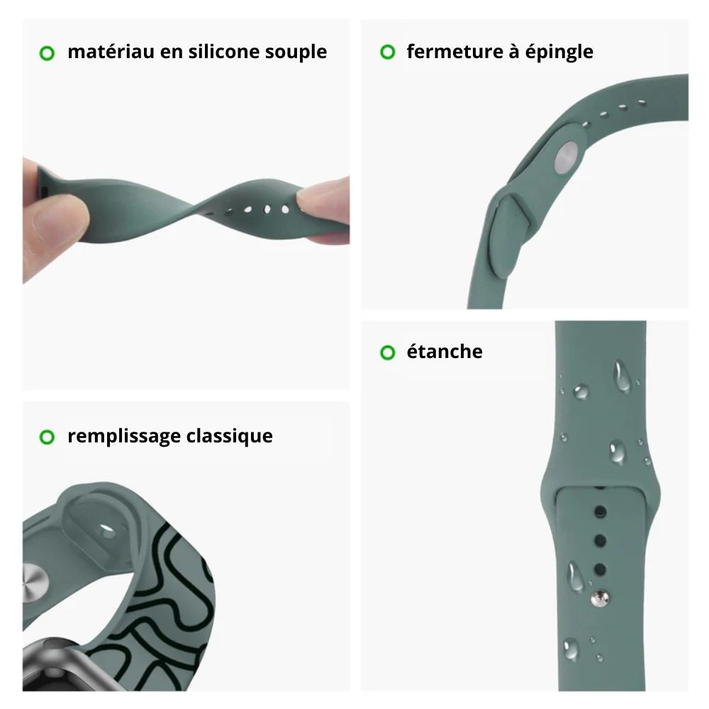 xTool - 4 Bracelets Apple Watch - Blanc/Rose/Vert/Rouge Vin - 38/40/41 mm